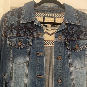 Forever  21 denim jean jacket embroidered western design women’s large